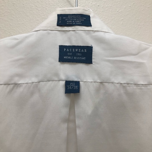 Pacewear White Button Down Dress Shirt Wrinkle Resistant Men's Size:15.5 {34/35} - Picture 4 of 6